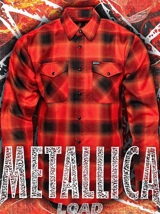 Dixxon Men's XLT Medium Metallica Load Plaid Flannel Button-Up Shirt Red Black - Picture 2 of 10